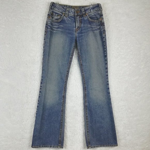 Silver Denim - Silver Womens Jeans Suki Boot Cut Denim Blue Indigo Wash Low Rise Whiskering 29‎